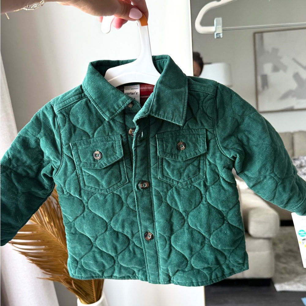 CARTER’S Baby Button Down Corduroy Quilted Green Jacket 6 months